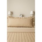 Pratic Home 1 Adet%100 Pamuklu Bej Renk Fermuarlı Fırfırlı Uzun Yastık Kılıfı 50x135 Cm