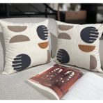 Pratic Home Punch Nakışlı Keten Pamuklu Kumaş 2 Adet Kırlent Kılıfı - 43 x 43 cm - Ekru