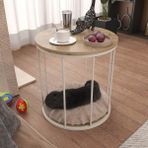 Pratico 47x43x43 cm Atlantik Çam Beyaz Kedi Yuvalı Minderli Sehpa