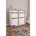 Pratico Carla 2 + 2 + 2 Beyaz Ultra Derin Sepetli Çok Amaçlı Dolap Oyuncak Dolabı