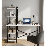 Pratico Melisa 5 Raflı Kitaplıklı Çalışma Masası 120x60 Cm Beyaz– Metal Gövde Modern Tasarım