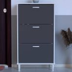 Pratik Ayaklı Kapı Önü 72 x 127 x 26 Cm’ Lik 3 Düşer Kapak 6 Göz Bölmeli Ayakkabılık - Beyaz - Antrasit