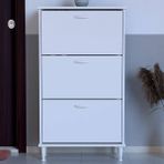 Pratik Ayaklı Kapı Önü 72 x 127 x 26 Cm’ Lik 3 Düşer Kapak 6 Göz Bölmeli Ayakkabılık - Beyaz