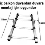 Pratik Balkon Ipi, Paslanmaz Alüminyum Makaralı Sabit Çamaşır Askısı - Antrasit - Seçenek 1