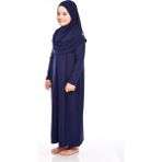 Pratik Başörtülü Tek Parça Kız Çocuk Namaz Elbisesi 9-11 Yaş Lacivert - Standart