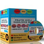Pratik Hızlı İngilizce Eğitim Seti 4 Süper Kitap ve Kelime Kartları Enine Boyuna Eğitim