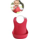 Pratik Mağazam Kırmızı Silikon Bebek Mama Önlüğü - Standart