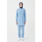 Pratik Medikal Alaskan Blue Likralı Tesettür Scrubs Doktor Hemşire Forması Takım - Alaska Mavisi - 2XS