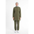 Pratik Medikal Grasshopper Likralı Tesettür Scrubs Doktor Hemşire Forması Takım - Yeşil - 2XL