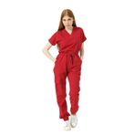 Pratik Medikal Kırmızı Likralı Scrubs Kargo Cep Jogger Paça Doktor Hemşire Forması Yarasa Kol Takım Unisex - 2XL