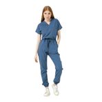 Pratik Medikal Likralı Scrubs Jogger Paça Doktor Hemşire Forması Yarasa Kol Takım Unisex, İndigo, 2XL