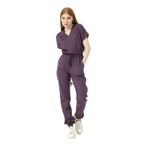 Pratik Medikal Likralı Scrubs Jogger Paça Doktor Hemşire Forması Yarasa Kol Takım Unisex, Mürdüm, L
