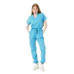 Pratik Medikal Likralı Scrubs Kargo Cep Jogger Paça Doktor Hemşire Forması Yarasa Kol Takım Unisex, Bebe Mavi, M