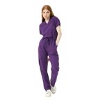 Pratik Medikal Mor Likralı Scrubs Kargo Cep Doktor Hemşire Forması Yarasa Kol Takım Unisex - XL