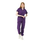 Pratik Medikal Mor Likralı Scrubs Kargo Cep Jogger Paça Doktor Hemşire Forması Yarasa Kol Takım Unisex - XS