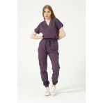 Pratik Medikal Mürdüm Likralı Scrubs Kargo Cep Jogger Paça Doktor Hemşire Forması Yarasa Kol Takım Unisex - XL