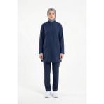 Pratik Medikal Patriot Blue Likralı Tesettür Scrubs Doktor Hemşire Forması Takım - Lacivert - 2XS