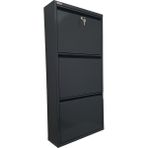 Pratik Metal Ayakkabılık ve Mobilya 3'lü Kilitli Pratik Metal Ayakkabılık (Antrasit) - Gri