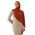 Pratik Premium Jersey Şal | Kolay Kullanımlı ve Şık Şal – Günlük Rahatlık (Yanık Turuncu)