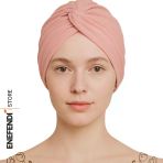 Pratik Sosyete Bone, ,Süslü ,Hazır Pratik ,Geçmeli Tarz Pembe Hijab Sandy Kumaş