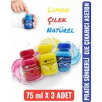 Pratik Süngerli Aseton 75ML x 3 Çilek Okyanus Limon