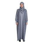 Pratik Tek Parça Çiçek Desenli Tesettür Namaz Elbisesi, Füme