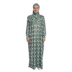 Pratik Tek Parça Manolya Desenli Namaz Elbisesi, Haki