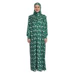 Pratik Tek Parça Manolya Desenli Namaz Elbisesi, Zümrüt