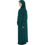 Pratik Tek Parça Organik Kız Çocuk Namaz Elbisesi - Yeşil - 11-13 Yaş - 11 - 13 Yaş