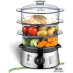 Pratik ve Sağlıklı Buharlı Pişirici, 800W, 8,4l, 60 Dakika Zamanlayıcı - Ahşap - Beyaz