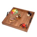 pratikoutdoor Ahşap Servis ve Sunum Tepsisi Ceviz Renk - 60x60 cm