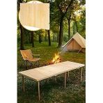 Pratikoutdoor Katlanır Kamp, Piknik Bahçe Masası 75X200 Cm - Ham Naturel Renk
