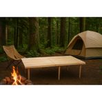 pratikoutdoor Katlanır Kamp, Piknik ve Bahçe Masası 70x120 cm - Ham Naturel Renk