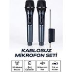 Prativas Profesyonel Çiftli Kablosuz Mikrofon Seti Karaoke Şarj Edilebilir 50 Metre - Seçenek