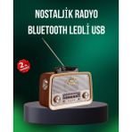 Prativas Taşınabilir Nostalji Radyo Bluetooth USB Aux Girişli - Ahşap