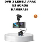 Prativas Üç Kameralı Araç Içi Kayıt Sistemi Full Hd Gece Görüşlü G-Sensör Destekli - Renkli