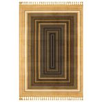 Pratyaksh Kahverengi Çerçeveli Bambu Makinada Yıkanabilir Kaymaz Taban Dijital Makine Baskı Salon Halı-I-Mvh-Zen-Z-4106-100x300