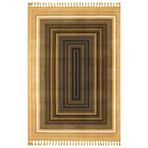 Pratyaksh Kahverengi Çerçeveli Bambu Makinada Yıkanabilir Kaymaz Taban Dijital Makine Baskı Salon Halı-I-Mvh-Zen-Z-4106-140x200