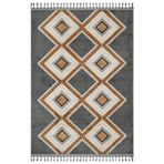 Pratyush Gri Geometrik Bambu Makinada Yıkanabilir Kaymaz Taban Dijital Makine Baskı Salon Halı-I-Mvh-Zen-Z-4081-140x400