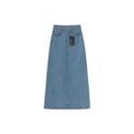 praye Uzun Çan Denim Etek Açık Mavi