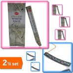Precious White Sage Aromalı Çubuk Tütsü + Obsidian Taşı Kayık Tütsülük Model 4 - 2li Set A5K0V1