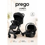 Prego Aria Siyah Hafif Tek Elle Katlanır Kabin Boy Travel Sistem Bebek Arabası + Yağmurluk