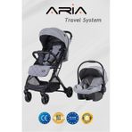 Prego Aria Tek Elle Katlanır Kabin Boy Travel Sistem Bebek Arabası gri