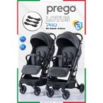 Prego Lotus Pro Kabin Boy Ayrılıp Birleşebilen İkiz Gri Bebek Arabası