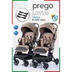 Prego Lotus Pro Kabin Boy Ayrılıp Birleşebilen İkiz Kahverengi Bebek Arabası