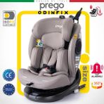 Prego Odinfix Alarmlı 360 Derece Dönebilen -0-36 kg -I-Size Belgeli - Top Tetherlı Oto Koltuğu - Bej