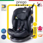 Prego Odinfix Alarmlı 360 Derece Dönebilen -0-36 kg -I-Size Belgeli - Top Tetherlı Oto Koltuğu - Siyah