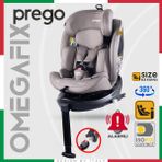 Prego Omegafix Alarmlı 360 Derece Dönebilen -0-36 kg -I-Size Belgeli - Destek Ayaklı Oto Koltuğu - Bej