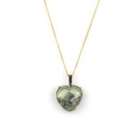 Prehnite Doğal Taş Gold Renkli Kolye KLY-1150