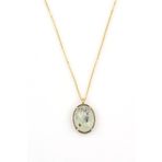 Prehnite Doğal Taş Gold Renkli Kolye KLY-1261